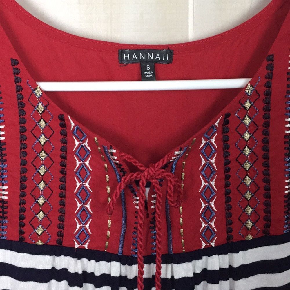 Hannah Womens Striped Embroidered Tank Top Size Small - Picture 5 of 11